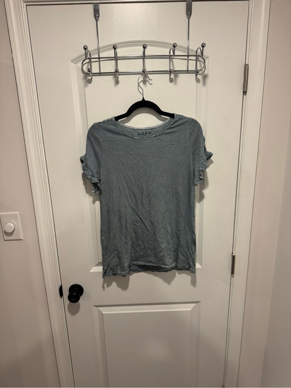 LOFT Blue Striped Short Sleeve Tee